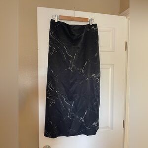 NEW Zara 100% viscose marble print Black and White Midi Skirt